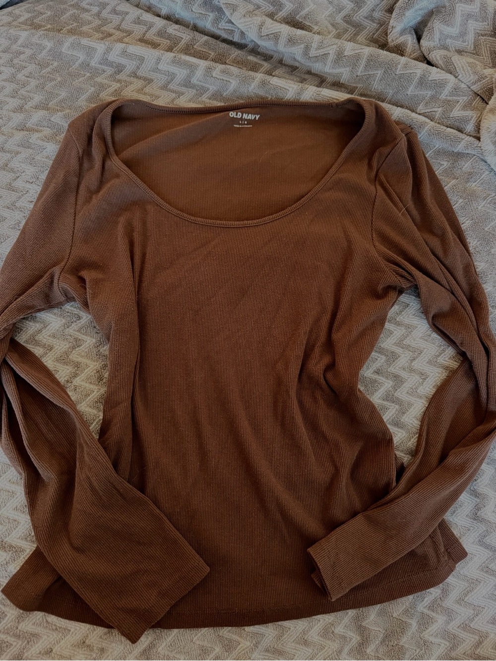 OLD NAVY Brown Ribbed Long Sleeve Top
